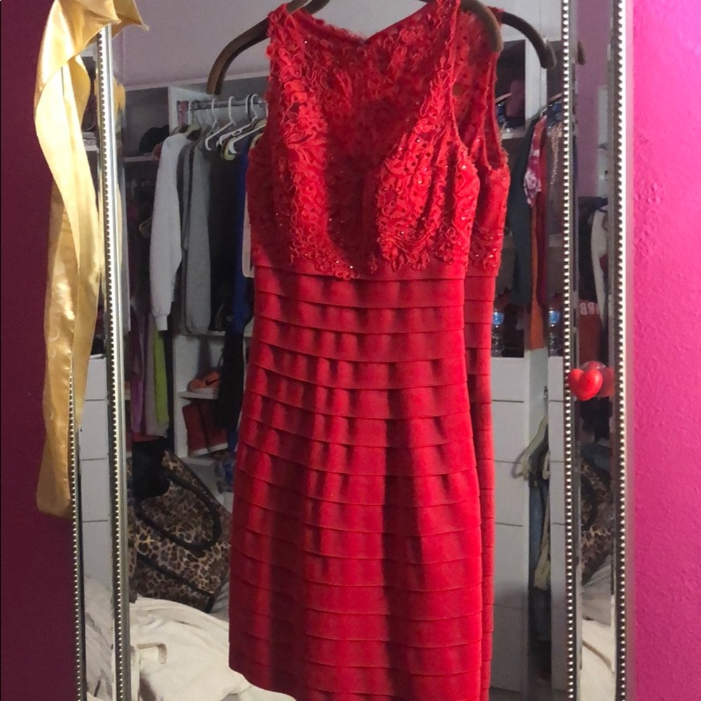Sherri Hill Red Mini Bandage Dress